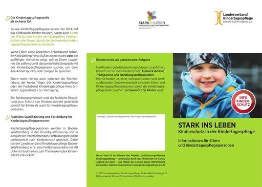 Flyer "Stark ins Leben- Kinderschutz in der Kindertagespflege"